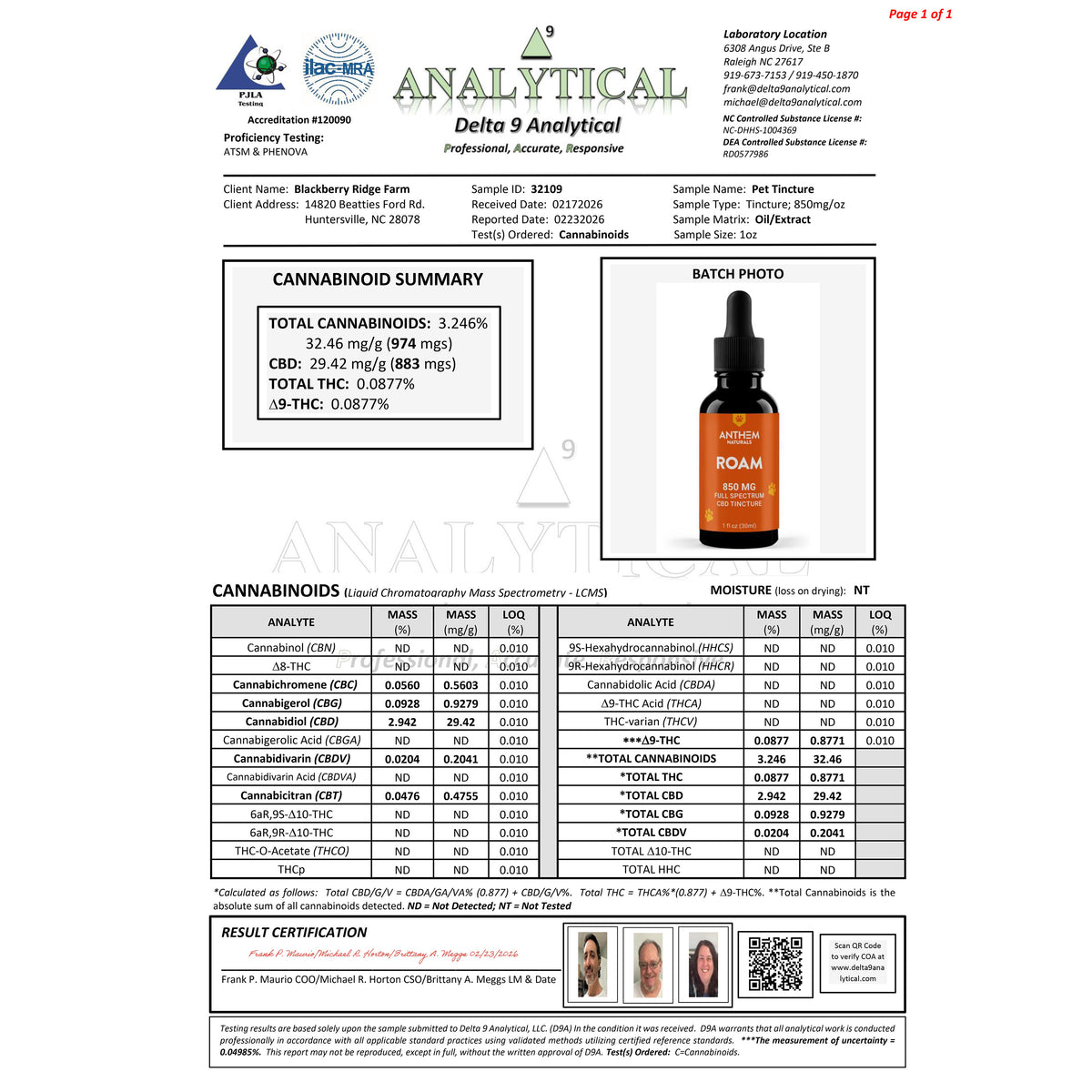 ROAM: 850mg Full Spectrum CBD Tincture