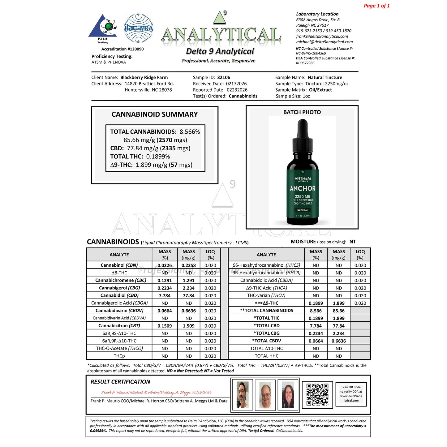 ANCHOR: 2250mg Full Spectrum CBD Tincture